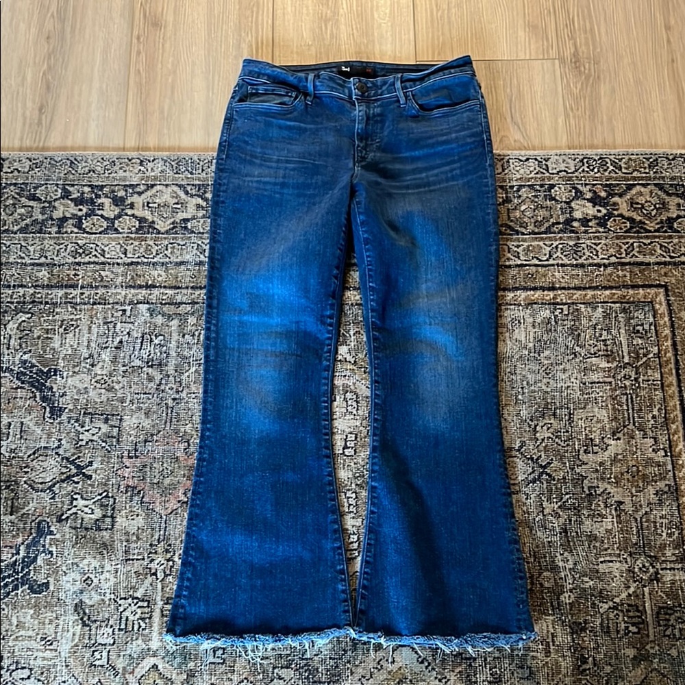 3x1 New York Jeans Size 27 Bootcut Leg Raw Hem Dark Denim